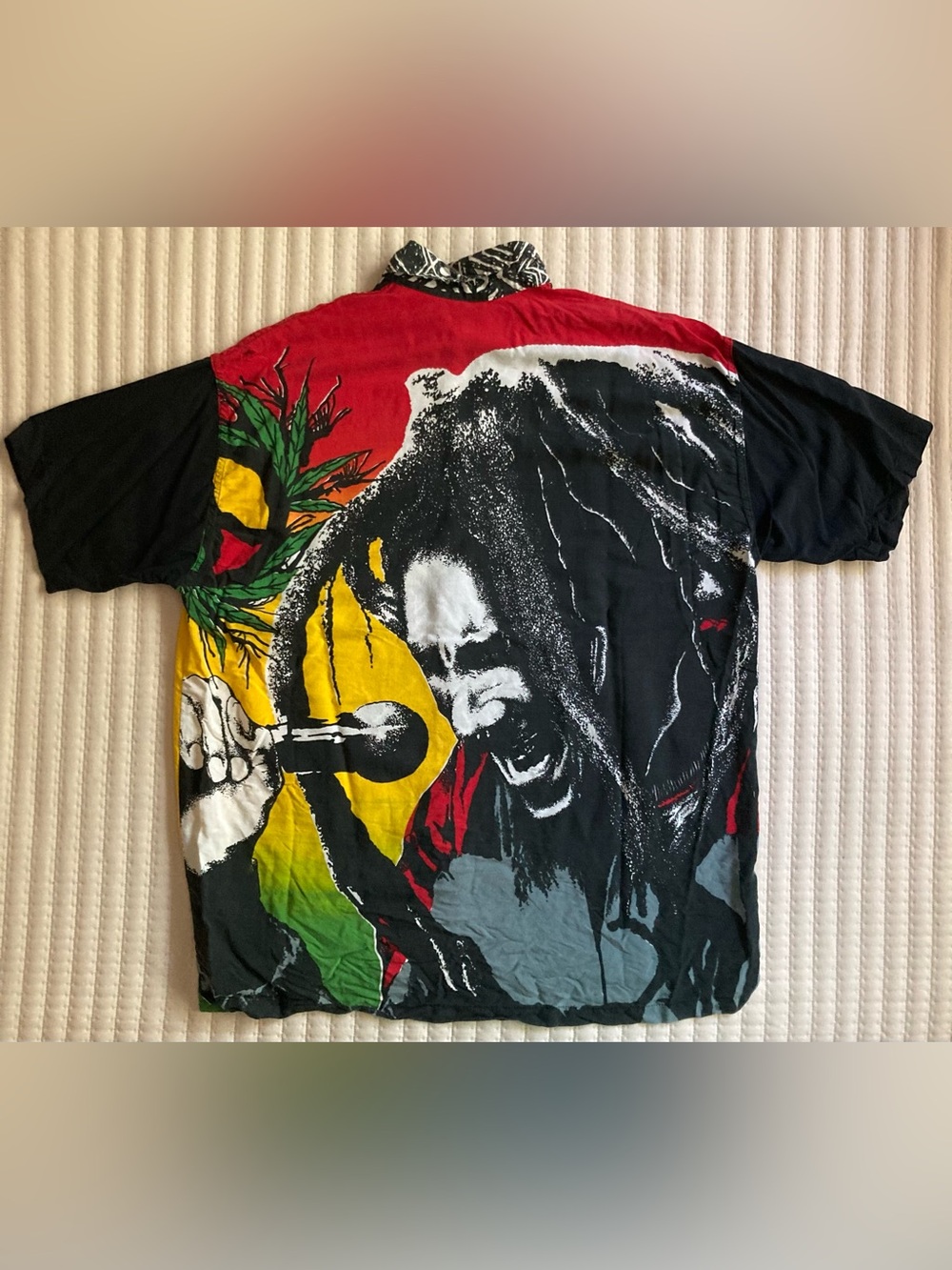 Vintage Roots Rasta Reggae Short Sleeve Button Up Shirt Men’s Large Bob Marley